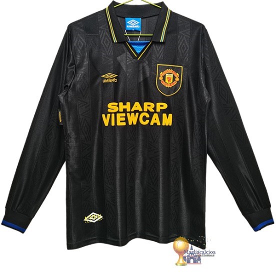 Away Manica lunga Manchester United Retro 1993 1994 Nero