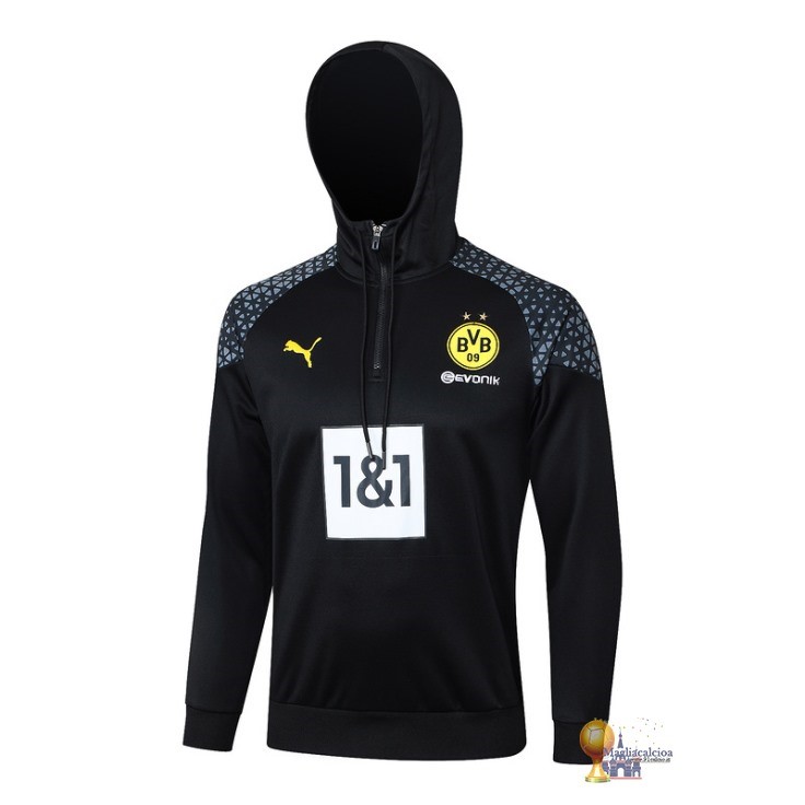 Felpa Cappuccio Borussia Dortmund 2023 2024 Nero Grigio