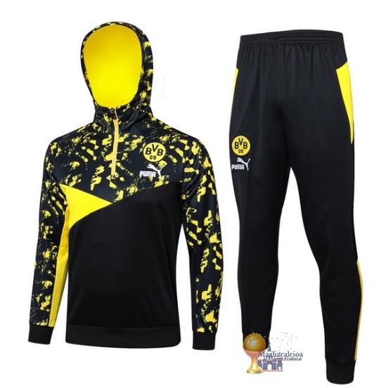 Felpa Cappuccio Borussia Dortmund 2023 2024 Nero I Giallo