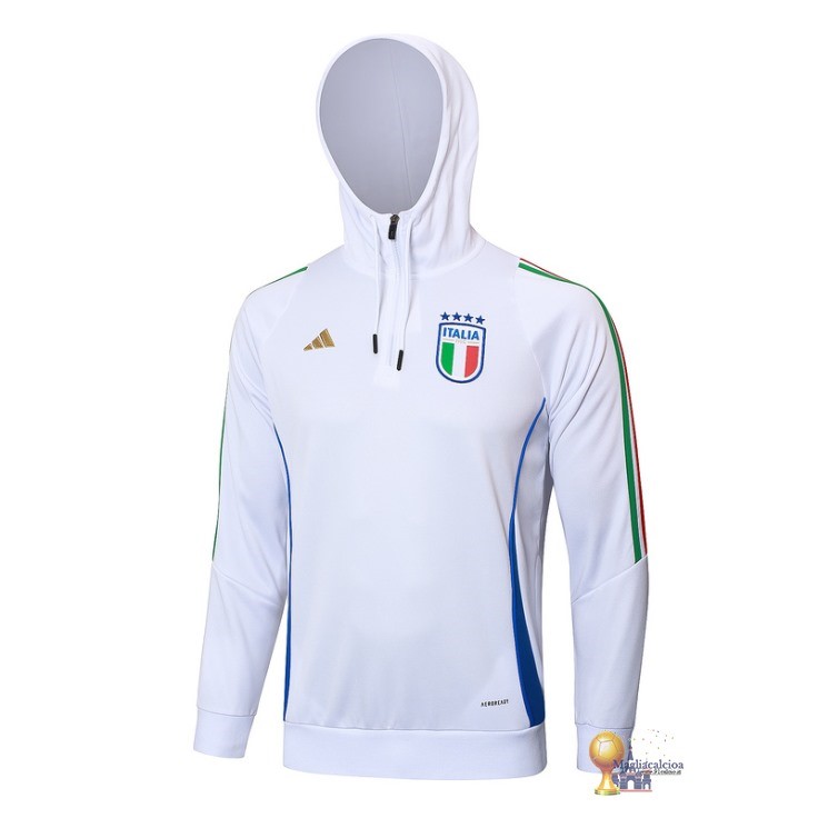 Felpa Cappuccio Italia 2024 Bianco