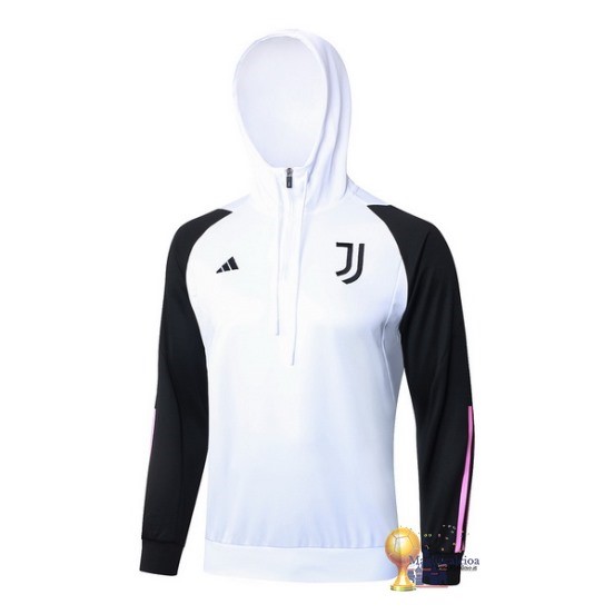 Felpa Cappuccio Juventus 2023 2024 Bianco Nero Rosa