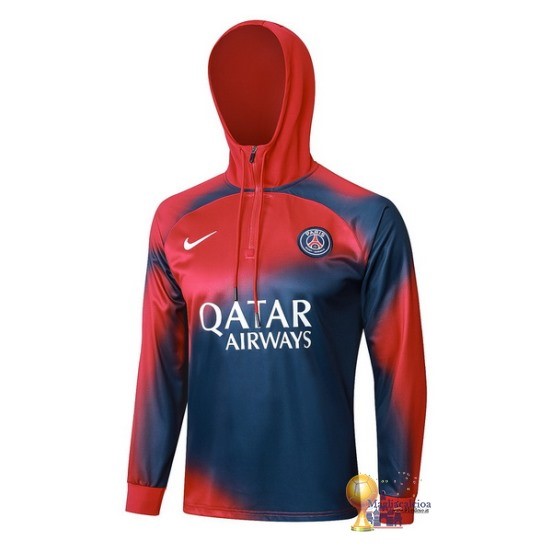 Felpa Cappuccio Paris Saint Germain 2023 2024 Rosso Blu