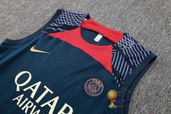 Formazione Senza Maniche Paris Saint Germain 2023 2024 Blu Rosso Purpureo