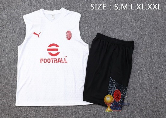 Formazione Senza Maniche Set Completo AC Milan 2023 2024 Bianco Rosso Nero