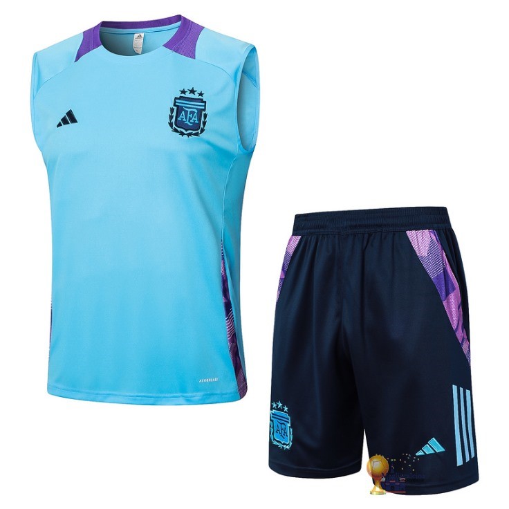 Formazione Senza Maniche Set Completo Argentina 2024 Blu Nero Purpureo