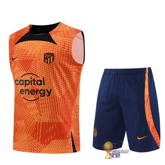 Formazione Senza Maniche Set Completo Atlético Madrid 2023 2024 Arancione Blu