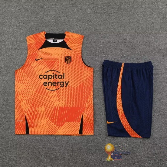 Formazione Senza Maniche Set Completo Atlético Madrid 2023 2024 Arancione Blu