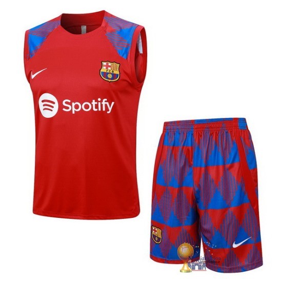 Formazione Senza Maniche Set Completo Barcelona 2023 2024 Rosso Blu