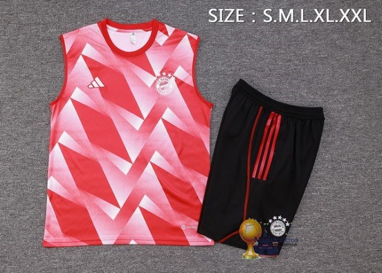 Formazione Senza Maniche Set Completo Bayern München 2023 2024 Rosso Bianco Nero