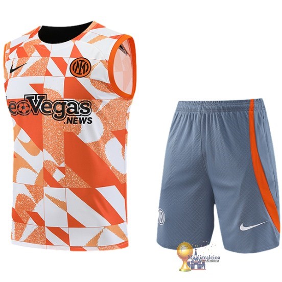 Formazione Senza Maniche Set Completo Inter Milán 2023 2024 Arancione Bianco Grigio