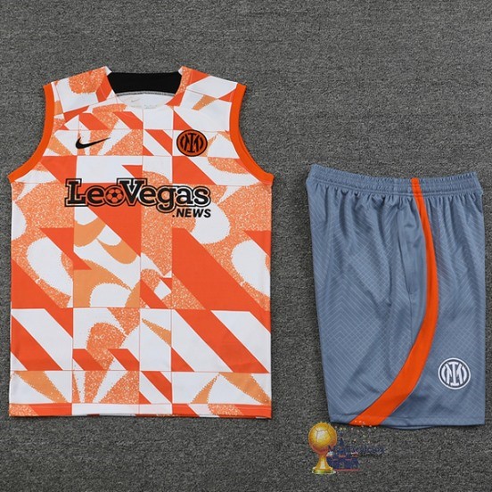 Formazione Senza Maniche Set Completo Inter Milán 2023 2024 Arancione Bianco Grigio
