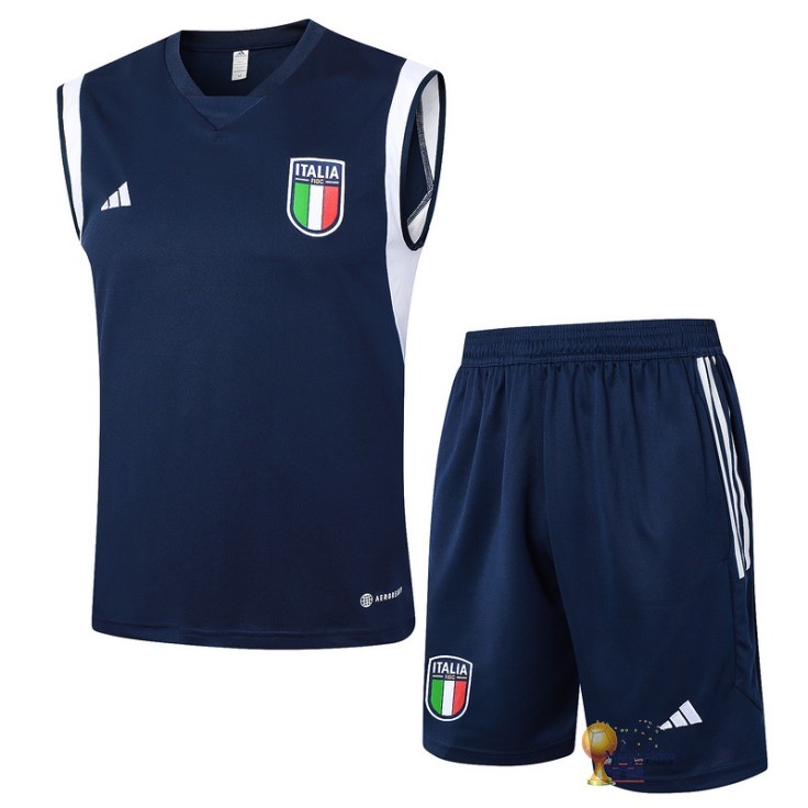 Formazione Senza Maniche Set Completo Italia 2024 Blu Navy