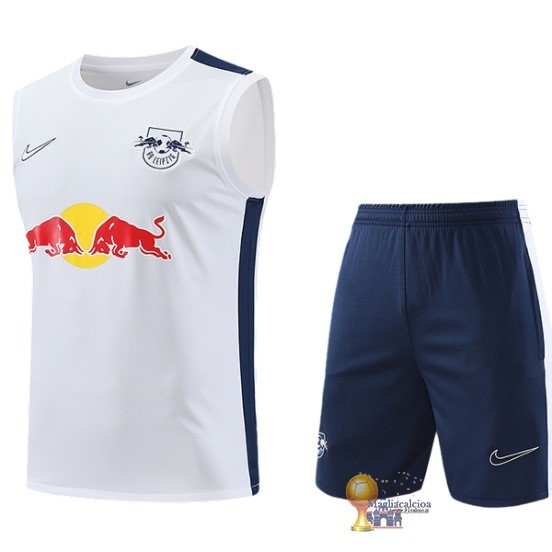 Formazione Senza Maniche Set Completo Leipzig 2023 2024 Bianco Blu Navy