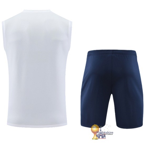 Formazione Senza Maniche Set Completo Leipzig 2023 2024 Bianco Blu Navy