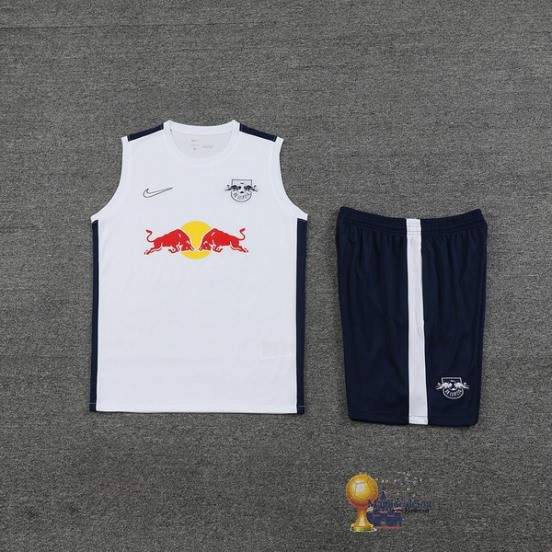 Formazione Senza Maniche Set Completo Leipzig 2023 2024 Bianco Blu Navy