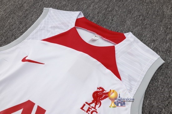 Formazione Senza Maniche Set Completo Liverpool 2024 2025 Bianco Rosso Nero