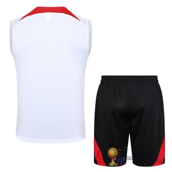 Formazione Senza Maniche Set Completo Liverpool 2024 2025 Bianco Rosso Nero