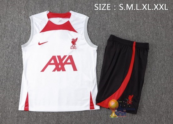 Formazione Senza Maniche Set Completo Liverpool 2024 2025 Bianco Rosso Nero