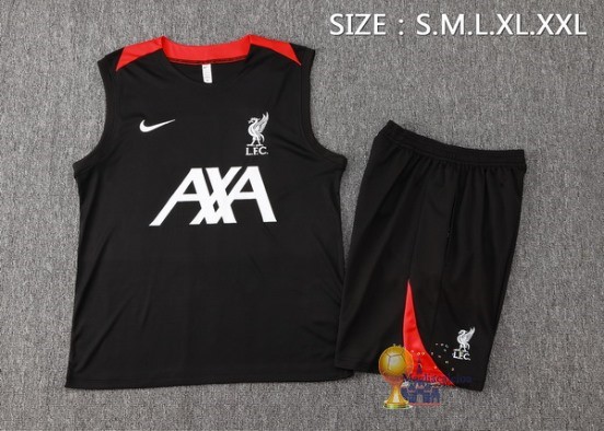 Formazione Senza Maniche Set Completo Liverpool 2024 2025 Nero Bianco Rosso