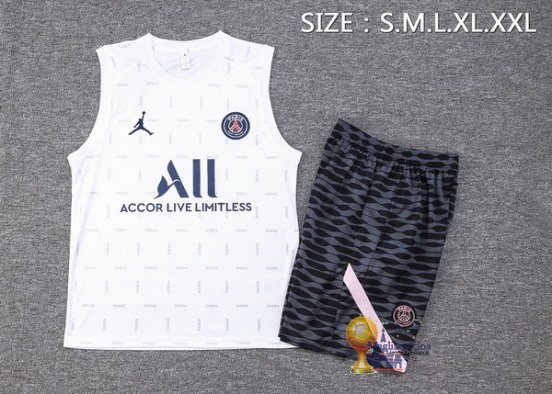 Formazione Senza Maniche Set Completo Paris Saint Germain 2023 2024 Bianco Nero Rosa