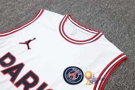 Formazione Senza Maniche Set Completo Paris Saint Germain 2023 2024 Bianco Rosso