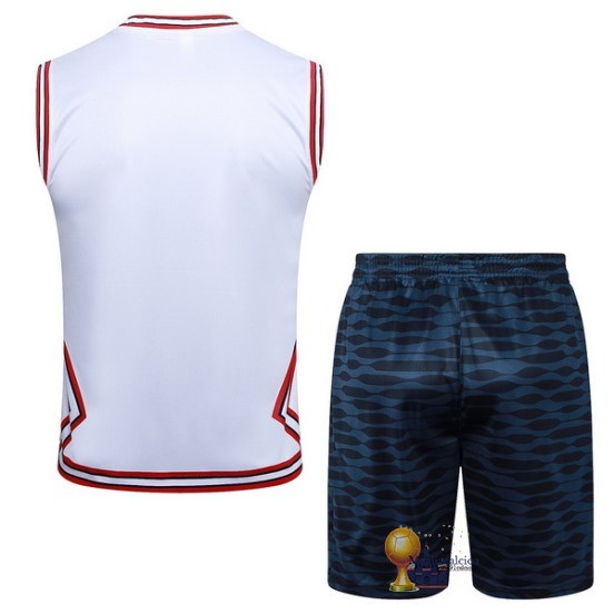 Formazione Senza Maniche Set Completo Paris Saint Germain 2023 2024 Bianco Rosso