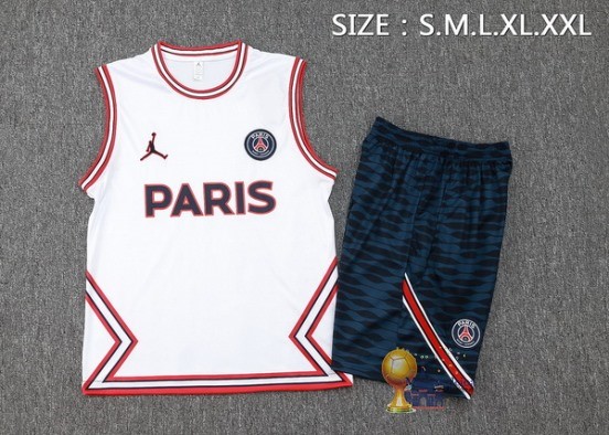Formazione Senza Maniche Set Completo Paris Saint Germain 2023 2024 Bianco Rosso