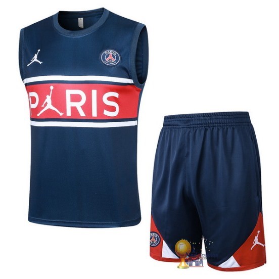 Formazione Senza Maniche Set Completo Paris Saint Germain 2023 2024 Blu Navy I Rosso