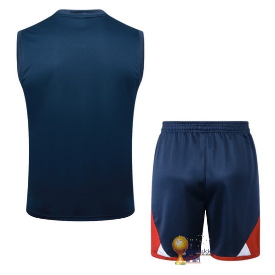 Formazione Senza Maniche Set Completo Paris Saint Germain 2023 2024 Blu Navy I Rosso