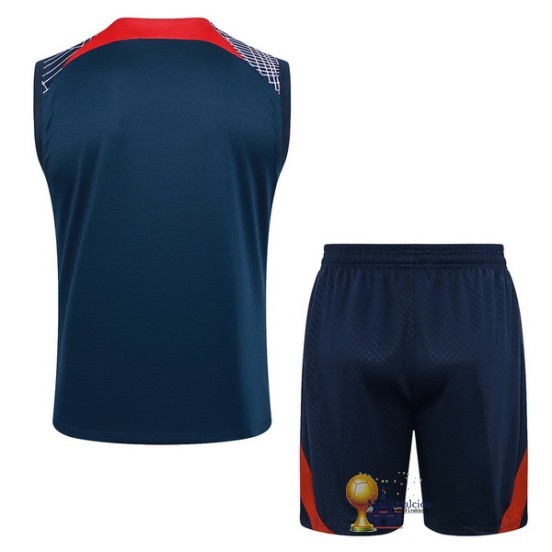 Formazione Senza Maniche Set Completo Paris Saint Germain 2023 2024 Blu Rosso Purpureo