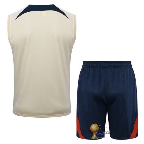 Formazione Senza Maniche Set Completo Paris Saint Germain 2023 2024 Giallo Blu