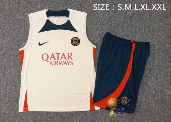 Formazione Senza Maniche Set Completo Paris Saint Germain 2023 2024 Giallo Blu