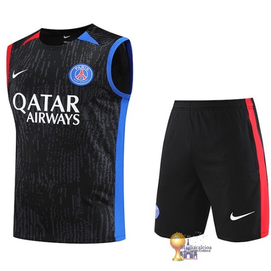 Formazione Senza Maniche Set Completo Paris Saint Germain 2023 2024 Grigio Rosso Blu