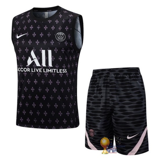 Formazione Senza Maniche Set Completo Paris Saint Germain 2023 2024 Nero Rosa Bianco