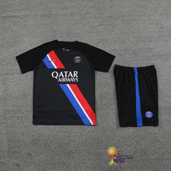 Formazione Senza Maniche Set Completo Paris Saint Germain 2023 2024 Nero Rosso Blu