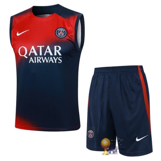 Formazione Senza Maniche Set Completo Paris Saint Germain 2023 2024 Rosso Blu