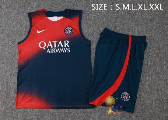 Formazione Senza Maniche Set Completo Paris Saint Germain 2023 2024 Rosso Blu