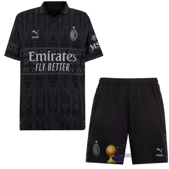 Fourth Conjunto De Bambino AC Milan 2023 2024 Nero