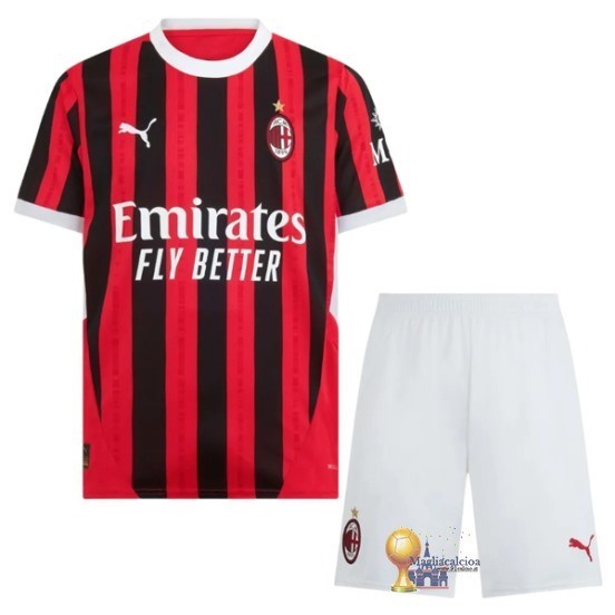 Home Conjunto De Bambino AC Milan 2024 2025 Rosso Nero