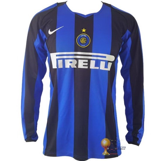 Home Manica lunga Inter Milán Retro 2004 2005 Blu