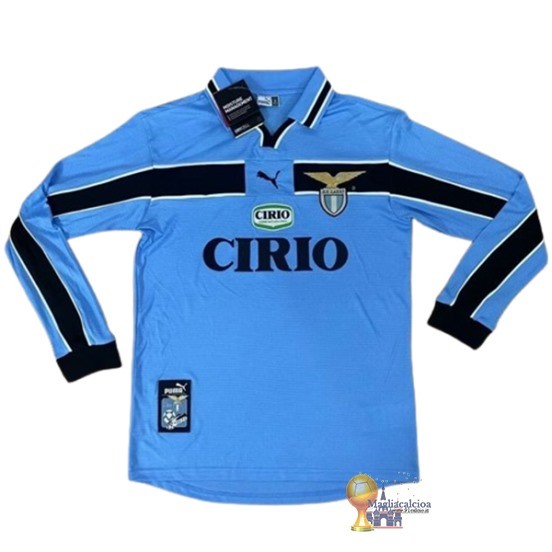 Home Manica lunga Lazio Retro 1998 2000 Blu Luce