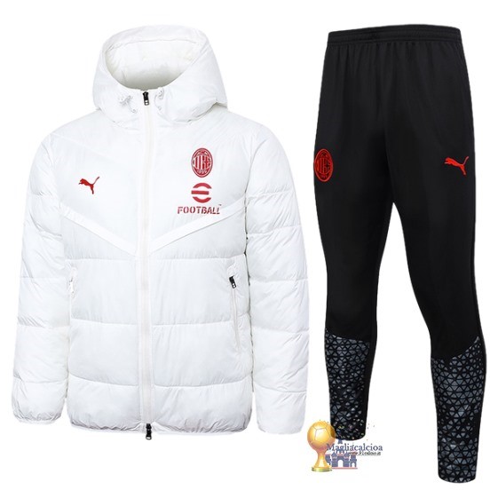 Set Completo Chaqueta De Algodón AC Milan 2023 2024 Bianco Nero