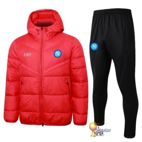 Set Completo Chaqueta De Algodón Napoli 2023 2024 Rosso Nero