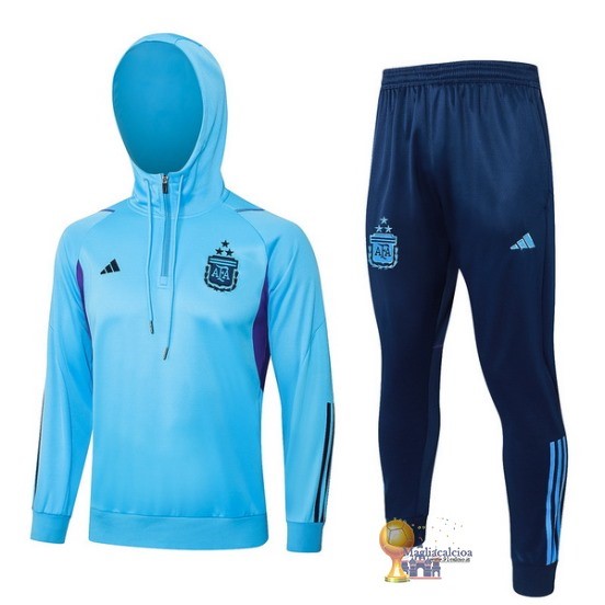 Set Completo Felpa Cappuccio Argentina 2023 Blu