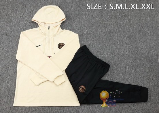 Set Completo Felpa Cappuccio Bambino Paris Saint Germain 2023 2024 Giallo Nero