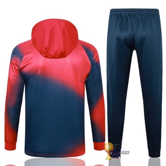 Set Completo Felpa Cappuccio Bambino Paris Saint Germain 2023 2024 Rosso Blu