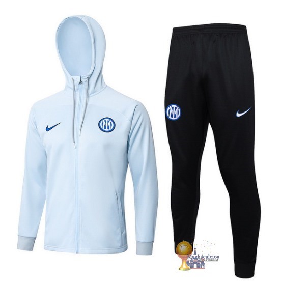 Set Completo Felpa Cappuccio Inter Milán 2023 2024 Blu Nero