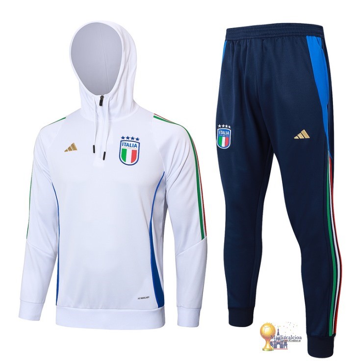 Set Completo Felpa Cappuccio Italia 2024 Bianco