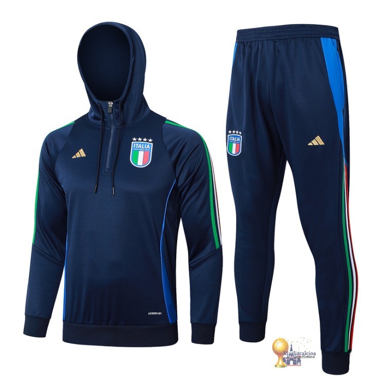 Set Completo Felpa Cappuccio Italia 2024 Blu Navy