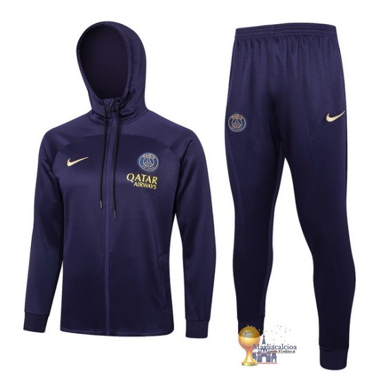 Set Completo Felpa Cappuccio Paris Saint Germain 2023 2024 Purpureo